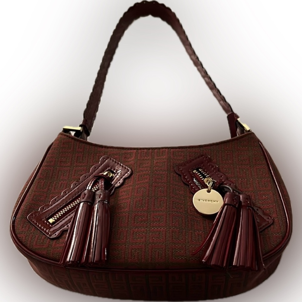 Givenchy Dark Red Shoulder Bag with Tassel Charms & COA